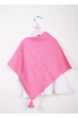 Pink baby girl mantel in merino wool Capridea | PONCHOBGS104